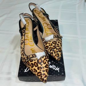Sam Edelman Denia Slingback Kitten Heel - Nude Leopard/Black BRHM Style